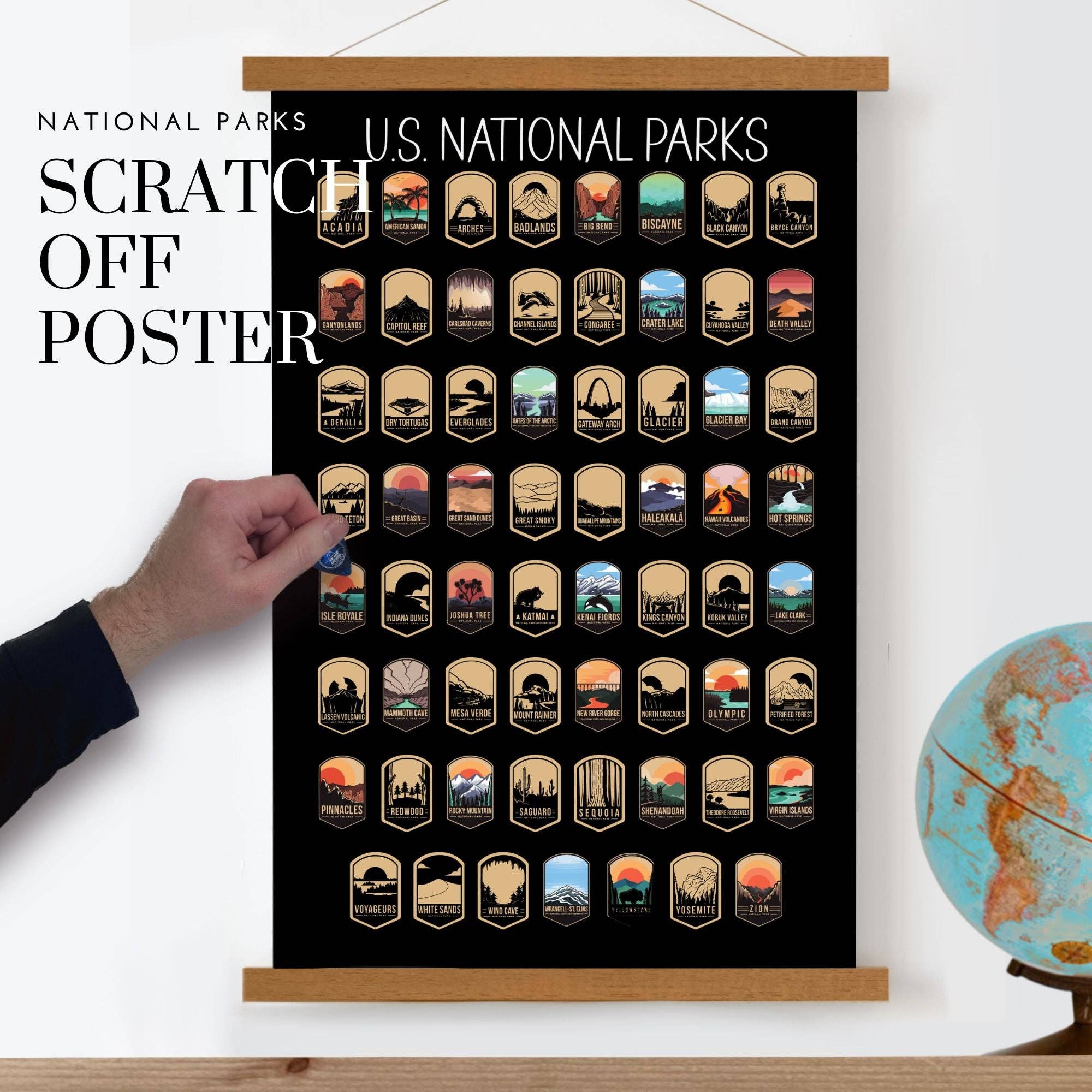 Track Your Adventures 11x17 National Parks Scratch Off Poster Nacho